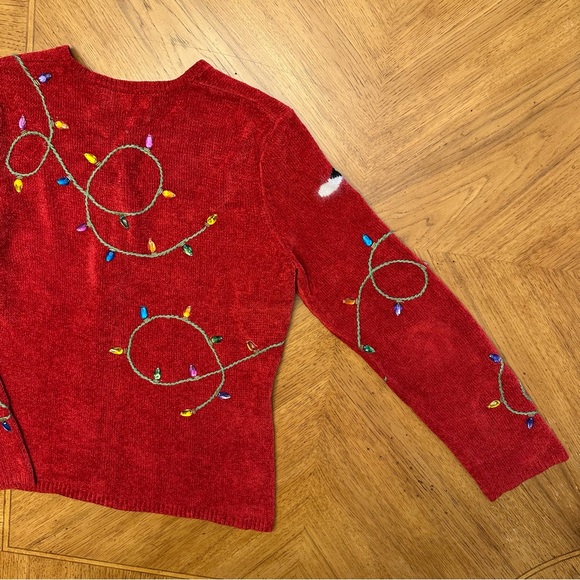 Vintage Susan Bristol Sweater Cats Christmas Cardigan Button Up Women’s Medium - Picture 12 of 12